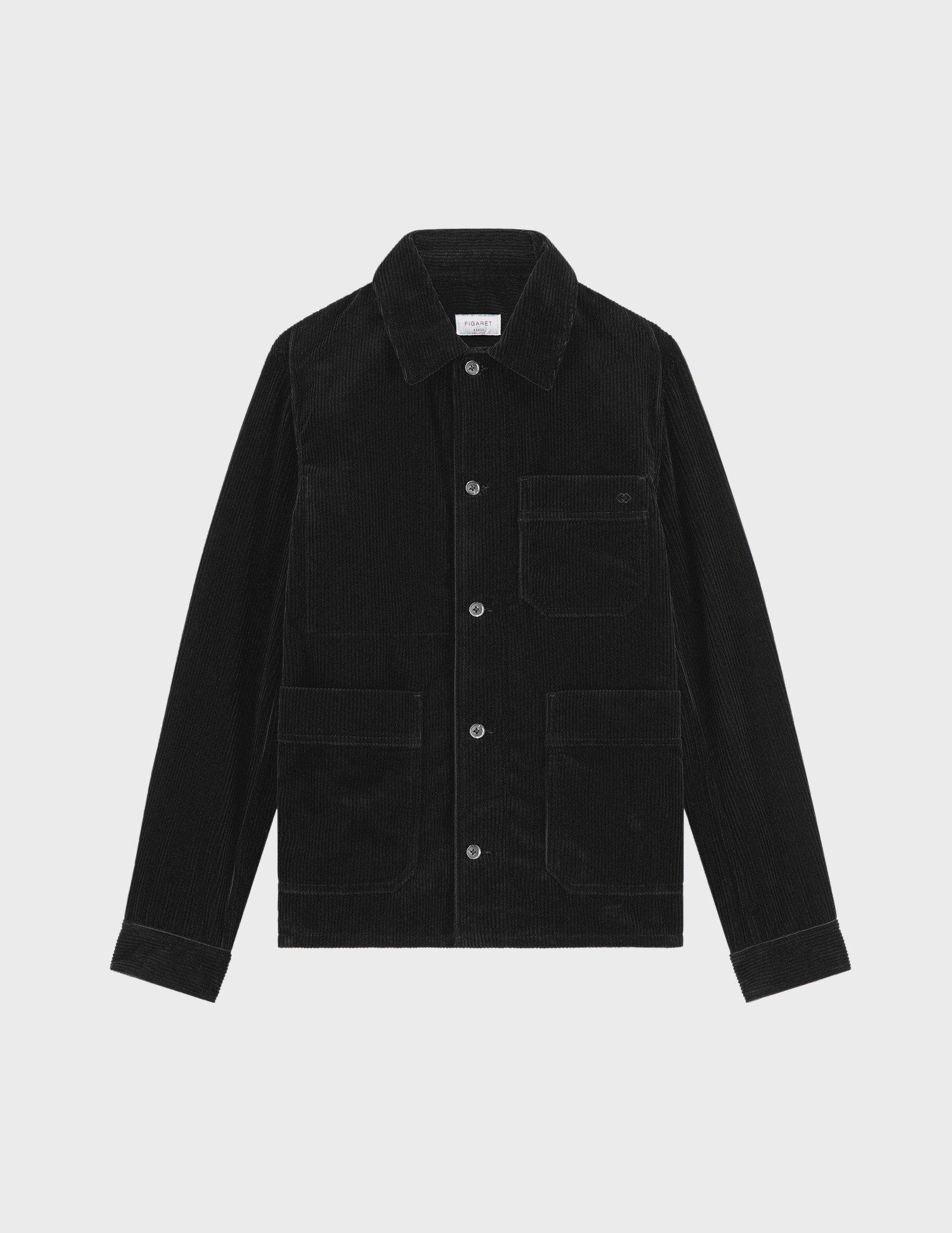 Veste worker badie en velours côtelé uni noir