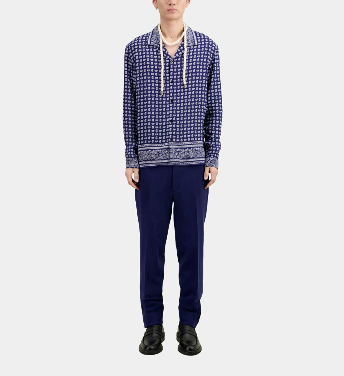 Chemise A Manches Longues Col Requin Homme