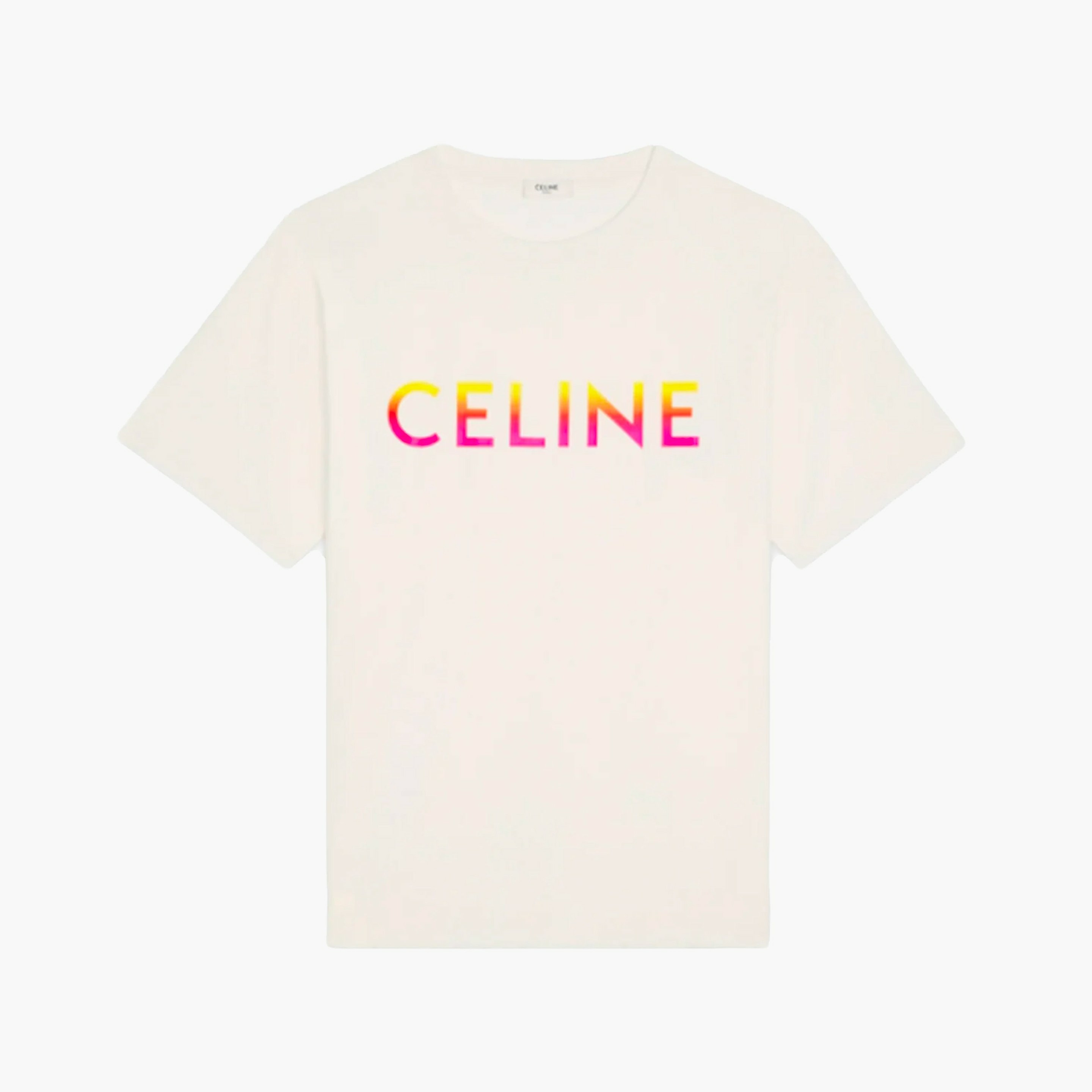 Celine T-Shirt - Fade Logo - Blanc