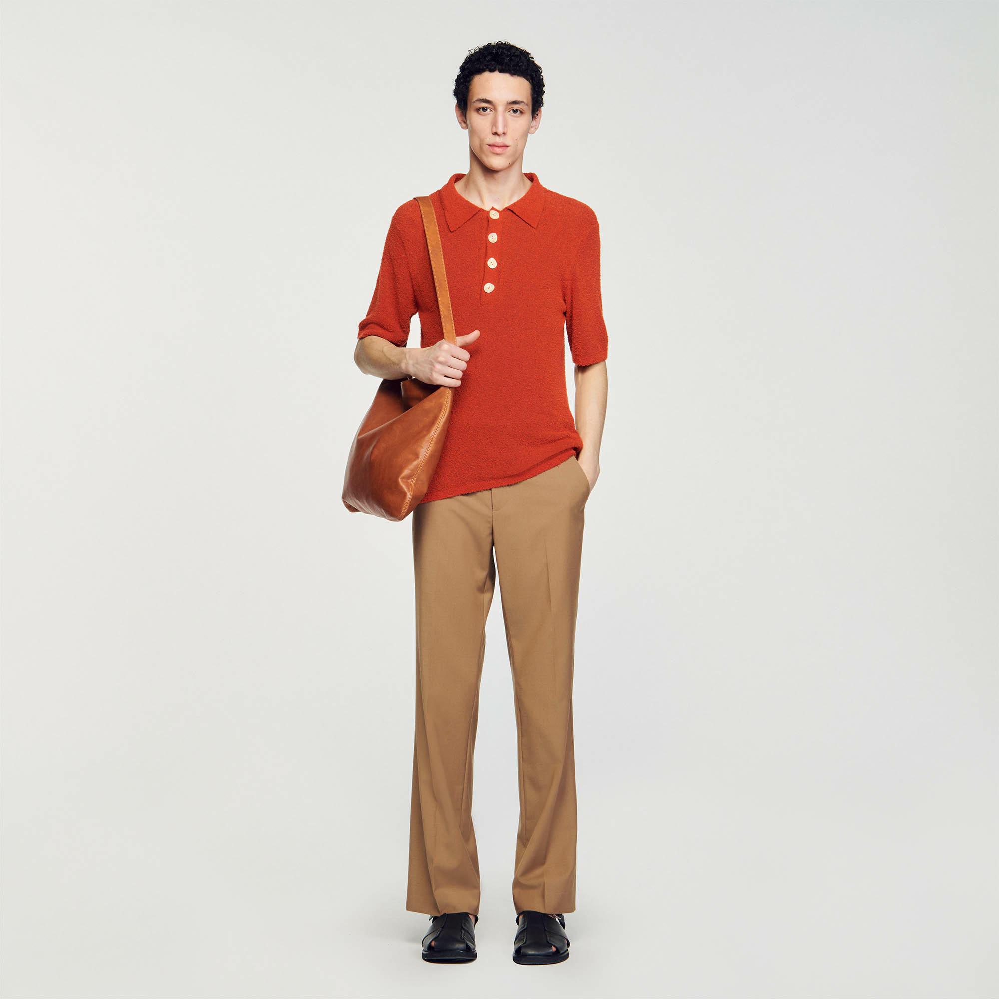 Polo en maille effet bouclettes