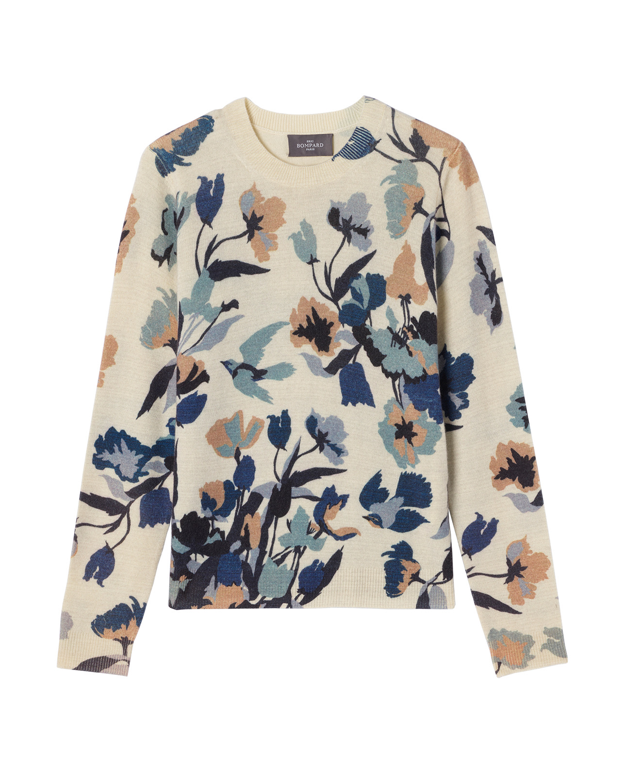 Pull col rond imprimé - Femme - NATUREL