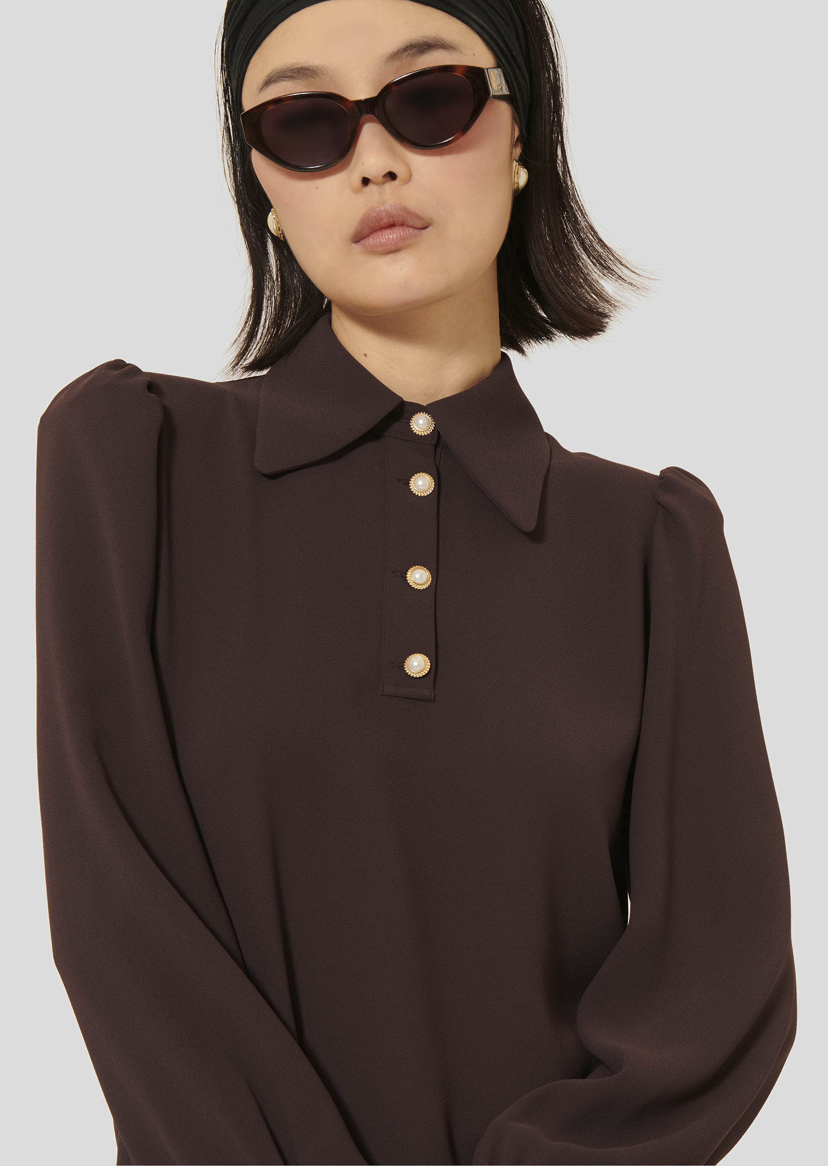 Top Tonio-Chocolat en Polyester
