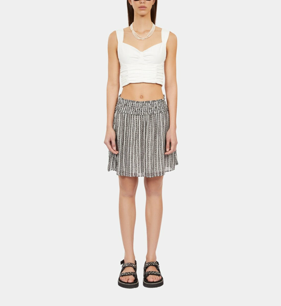 Top Écru Court Avec Drapé Femme