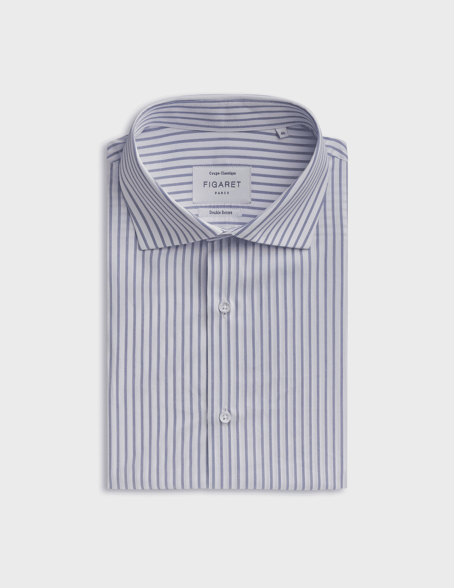 Chemise classique rayée bleue
