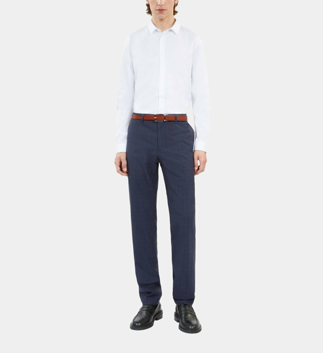 Pantalon De Costume Prince De Galles Bleu Marine En Laine Homme
