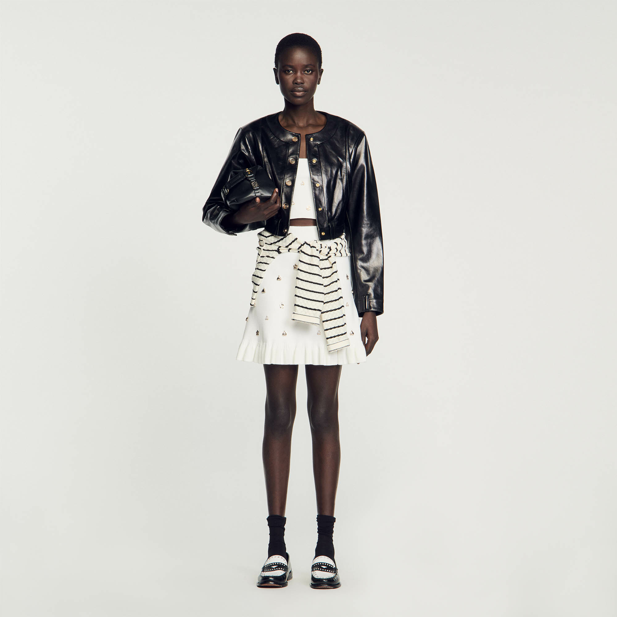 Blouson en cuir glacé