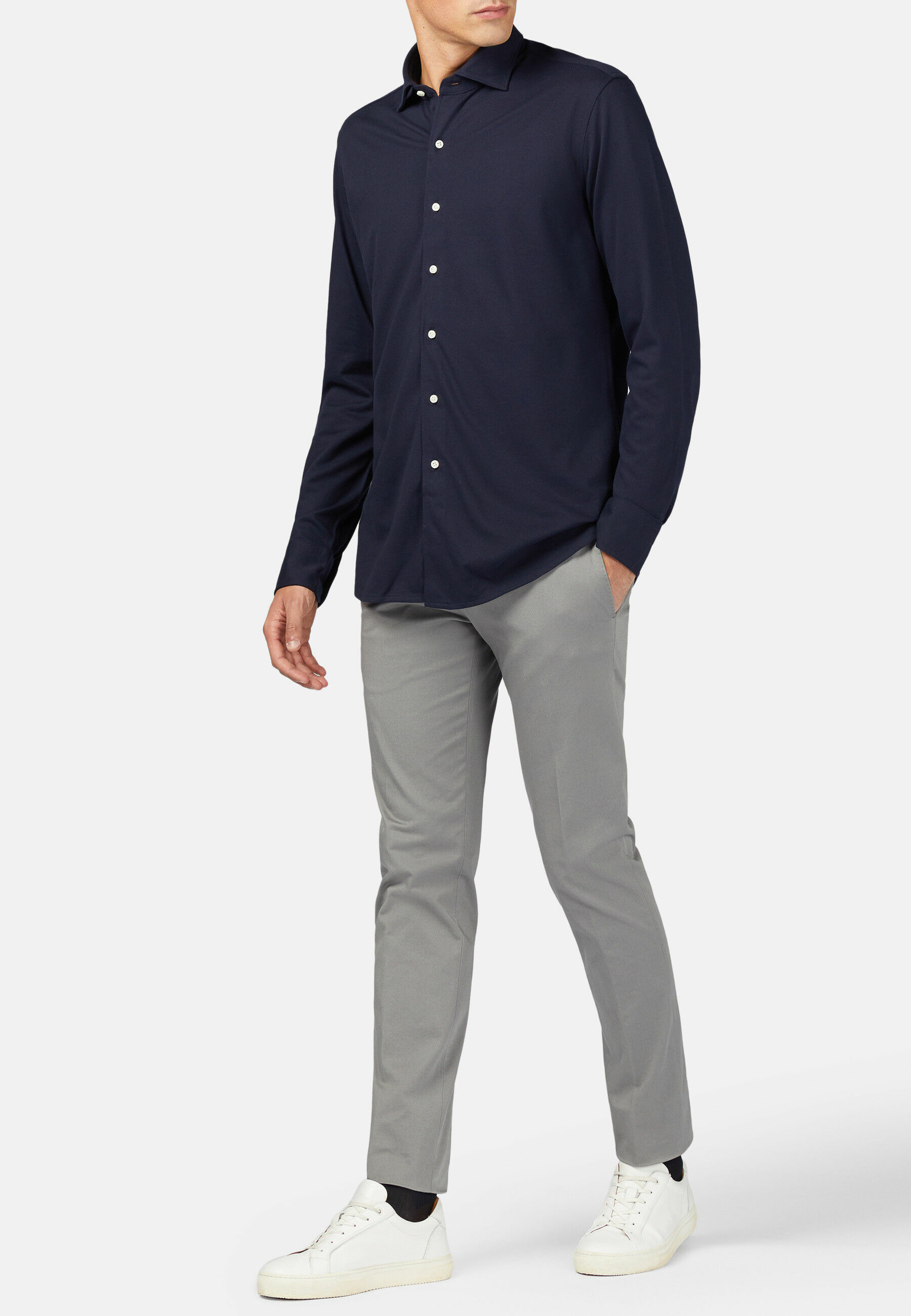 Polo Chemise En Coton Piqué Coupe Droite