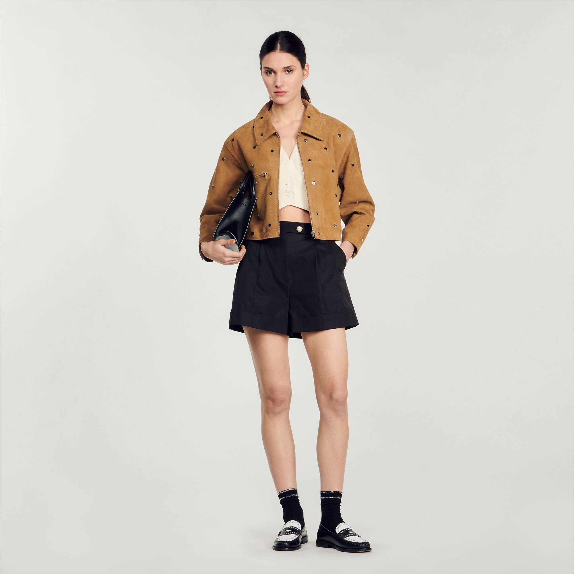 Blouson en daim orné de studs