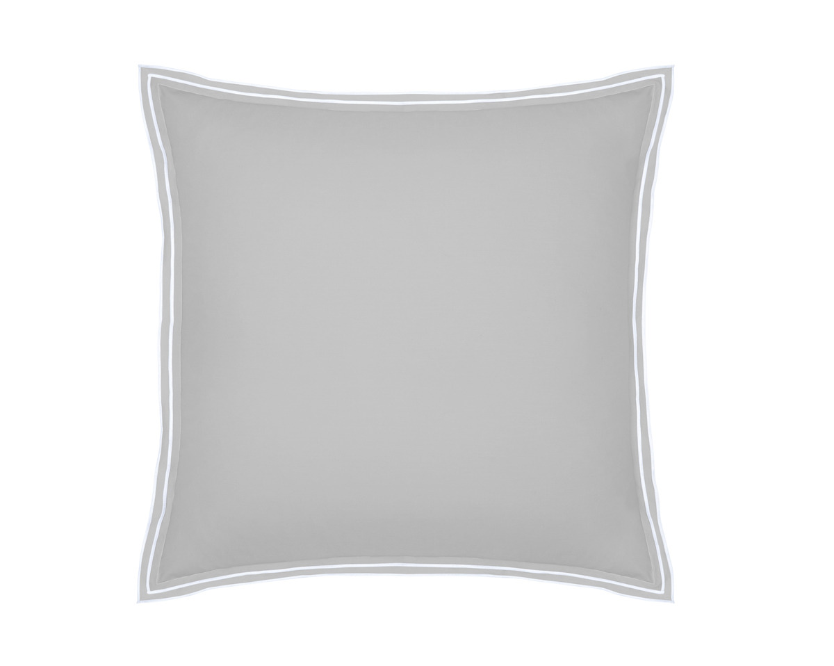 TAIE D'OREILLER | Pure White Percale Lavée - Light Grey  - Finition White