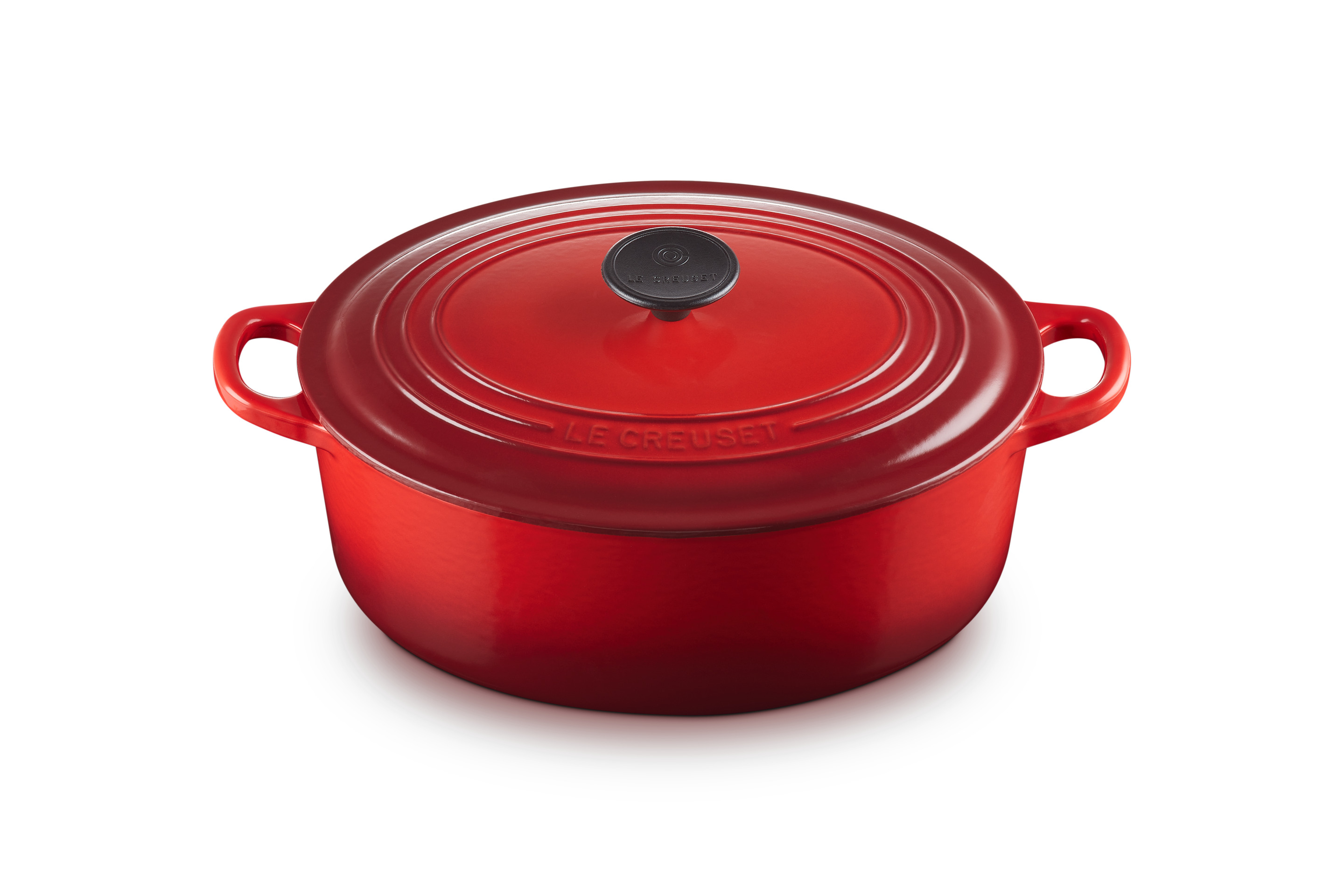 Cocotte ovale 29cm en fonte émaillée cerise*
