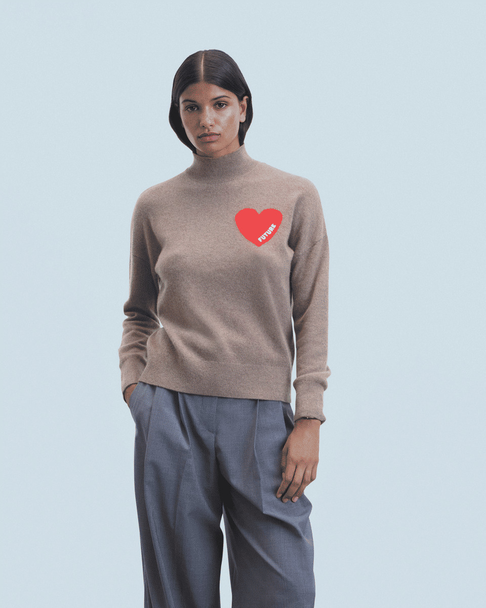 Pull Col Montant Coeur Léger