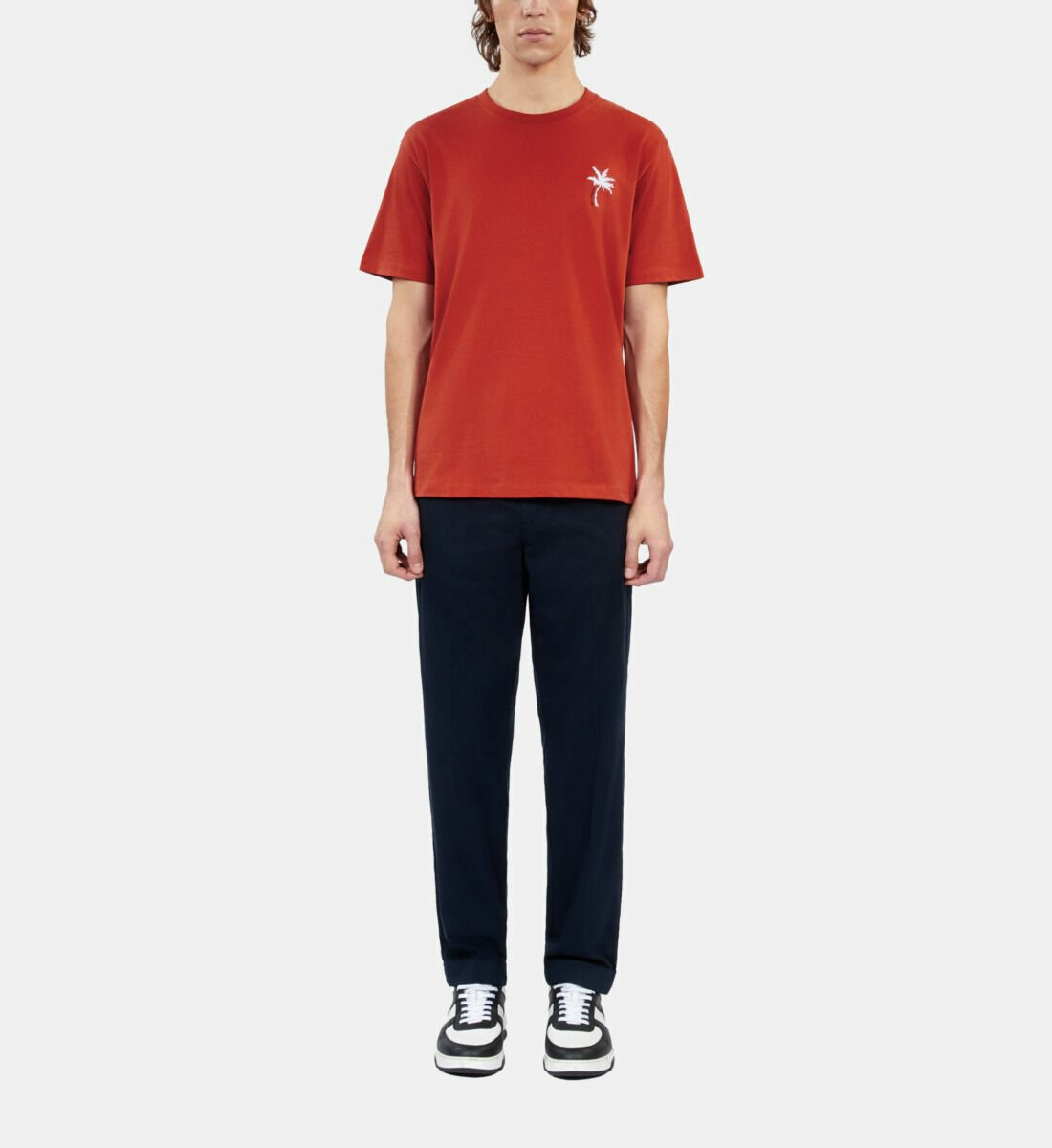 T-Shirt Rouge Avec Broderie Palm Tree Homme