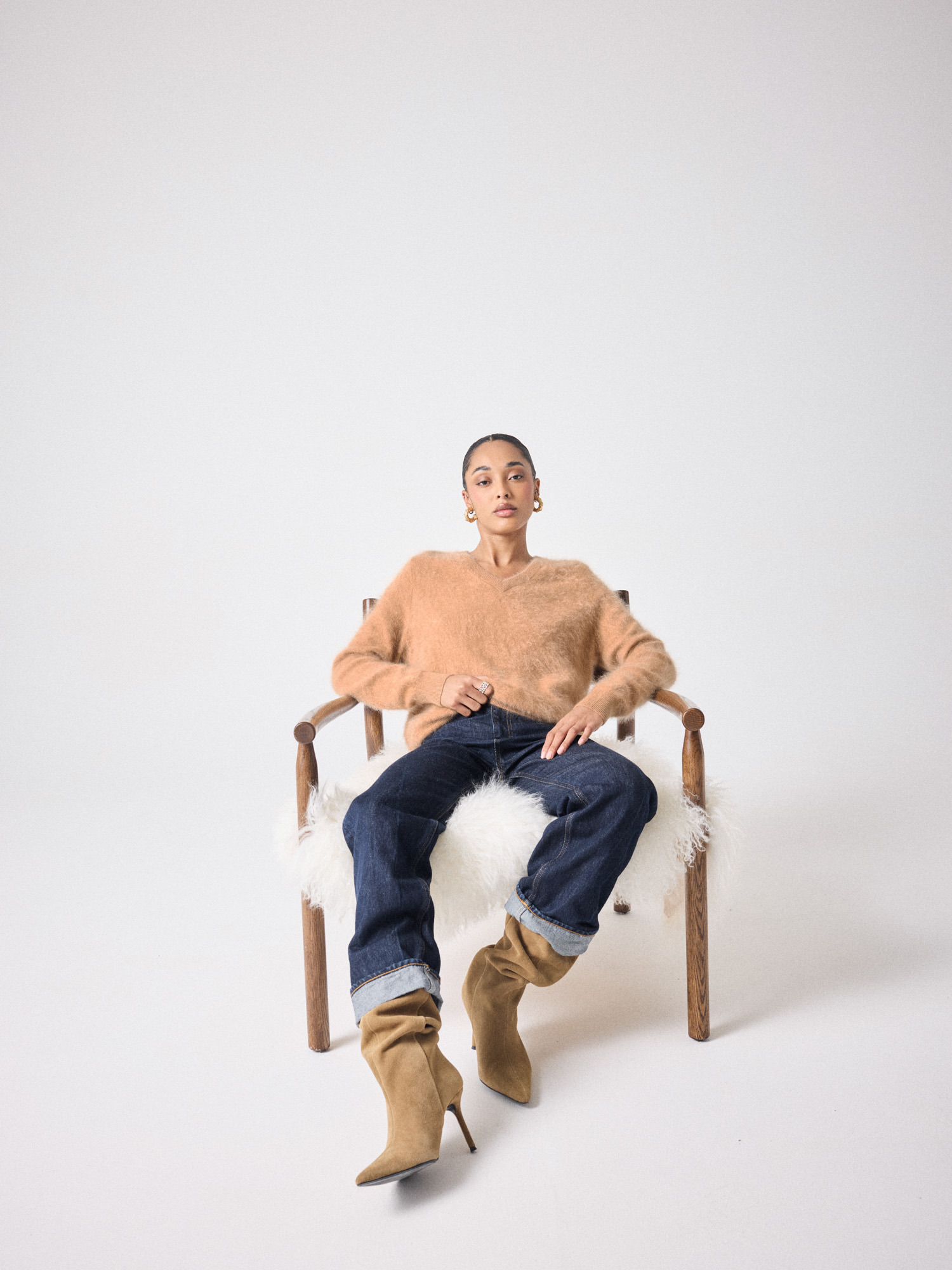 Pull en cachemire brossé Benedicte CAMEL