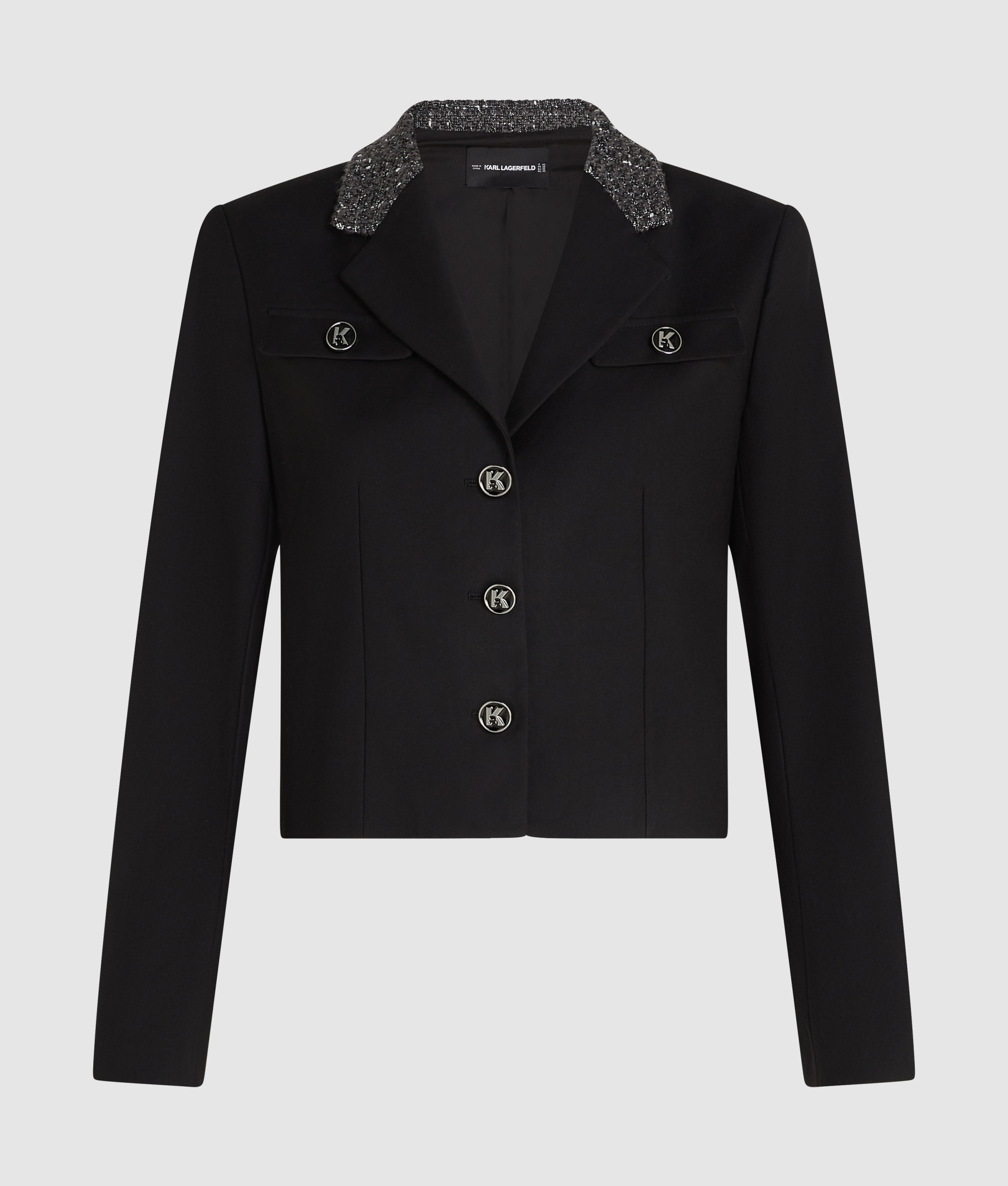 BOUCLE DETAIL TWILL JACKET