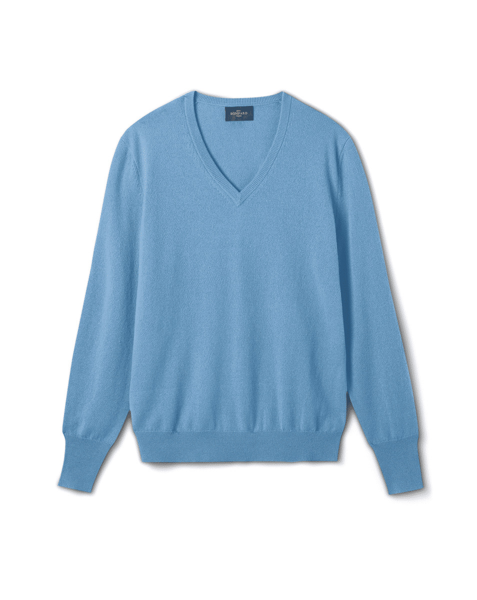 Pull col V classique - Homme - BLEU GLAZ