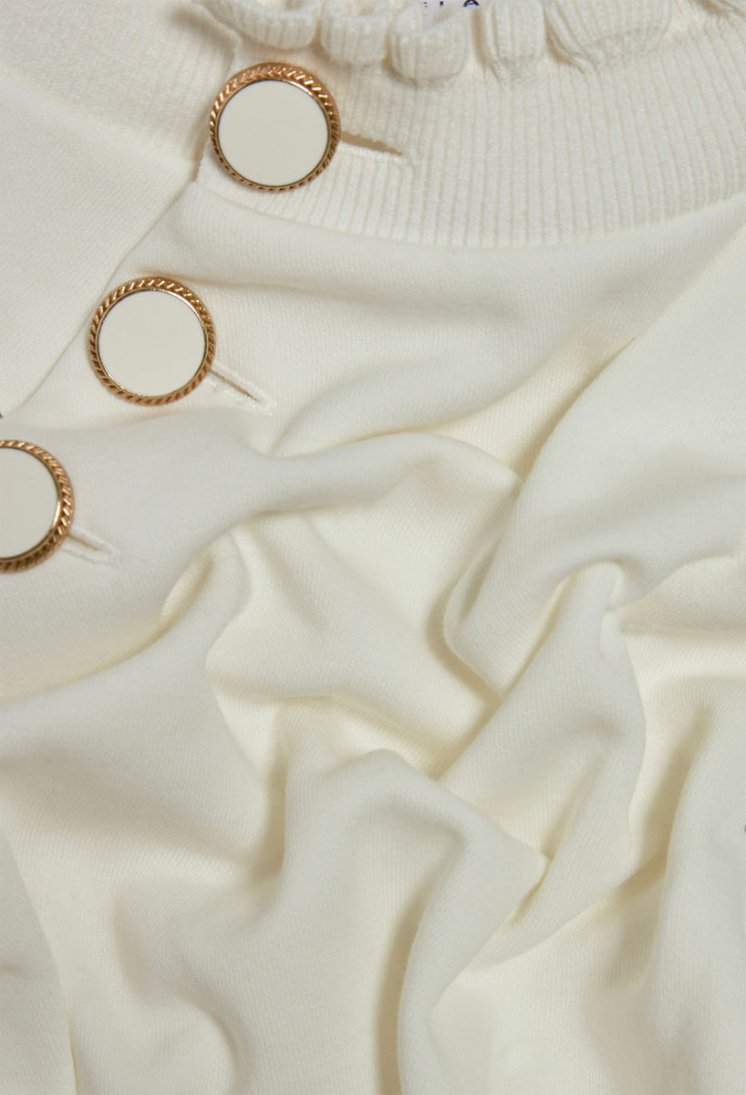 Sweatshirt Tape col boutonné ivoire