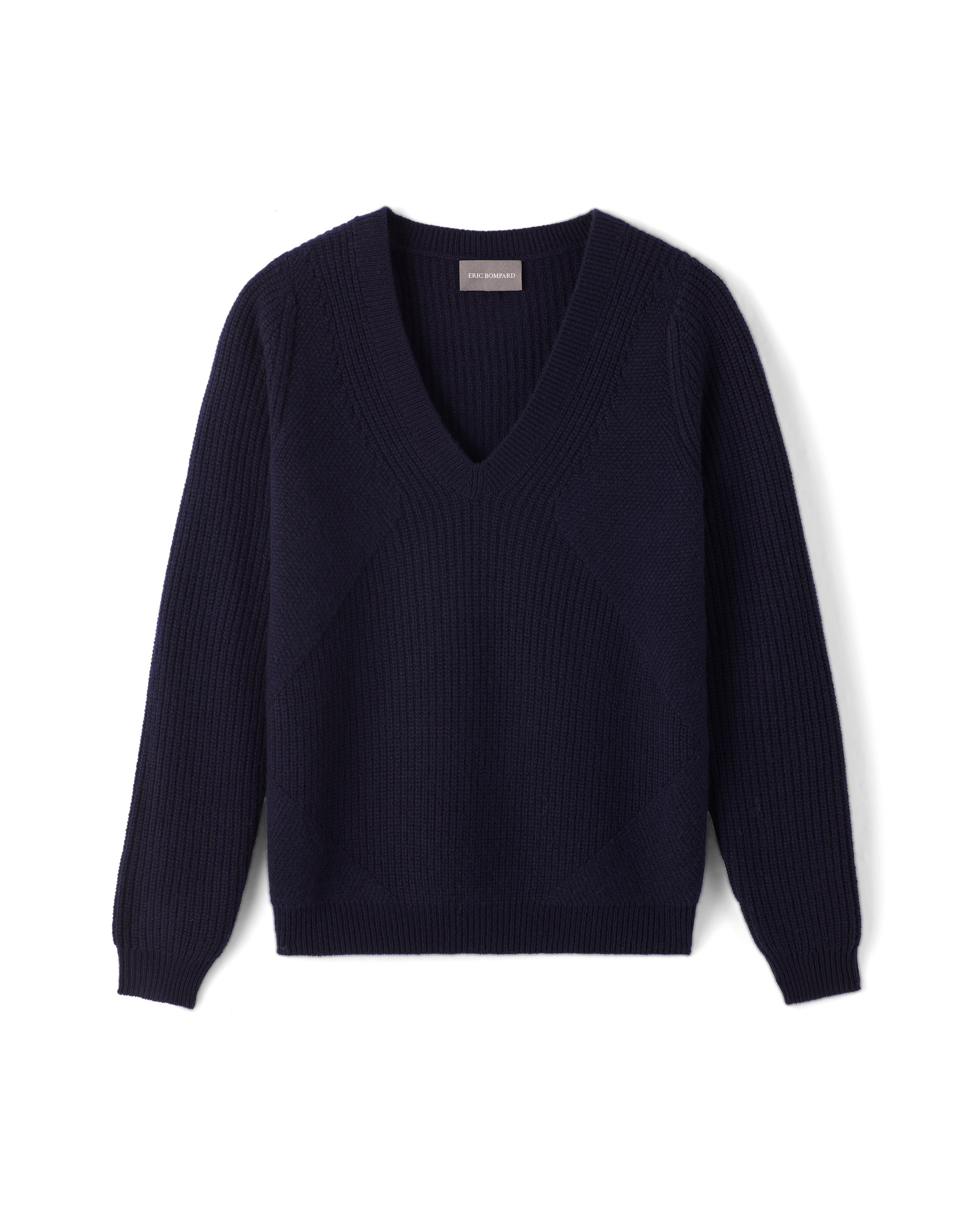 Pull V ample jeux de côtes - Femme - MARINE