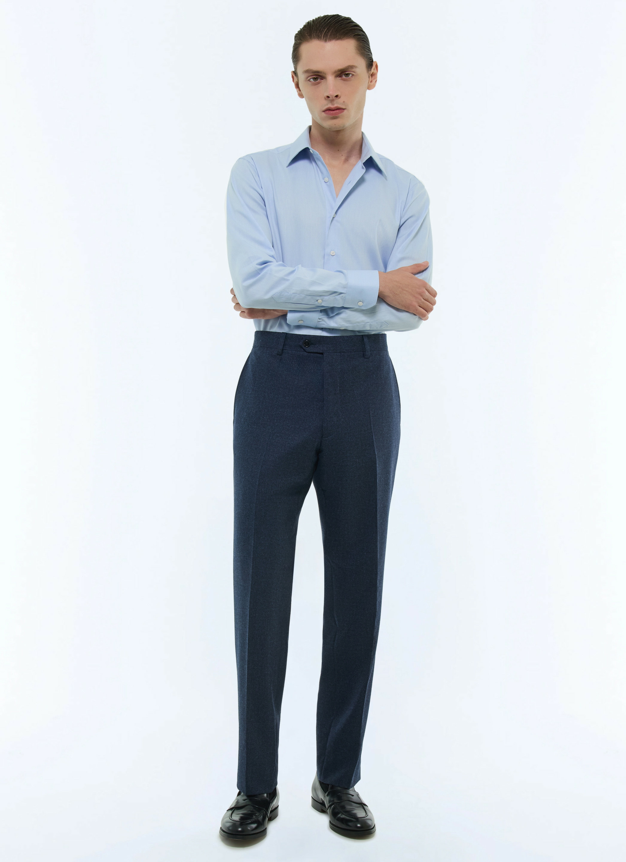 Pantalon ajusté en flanelle de laine