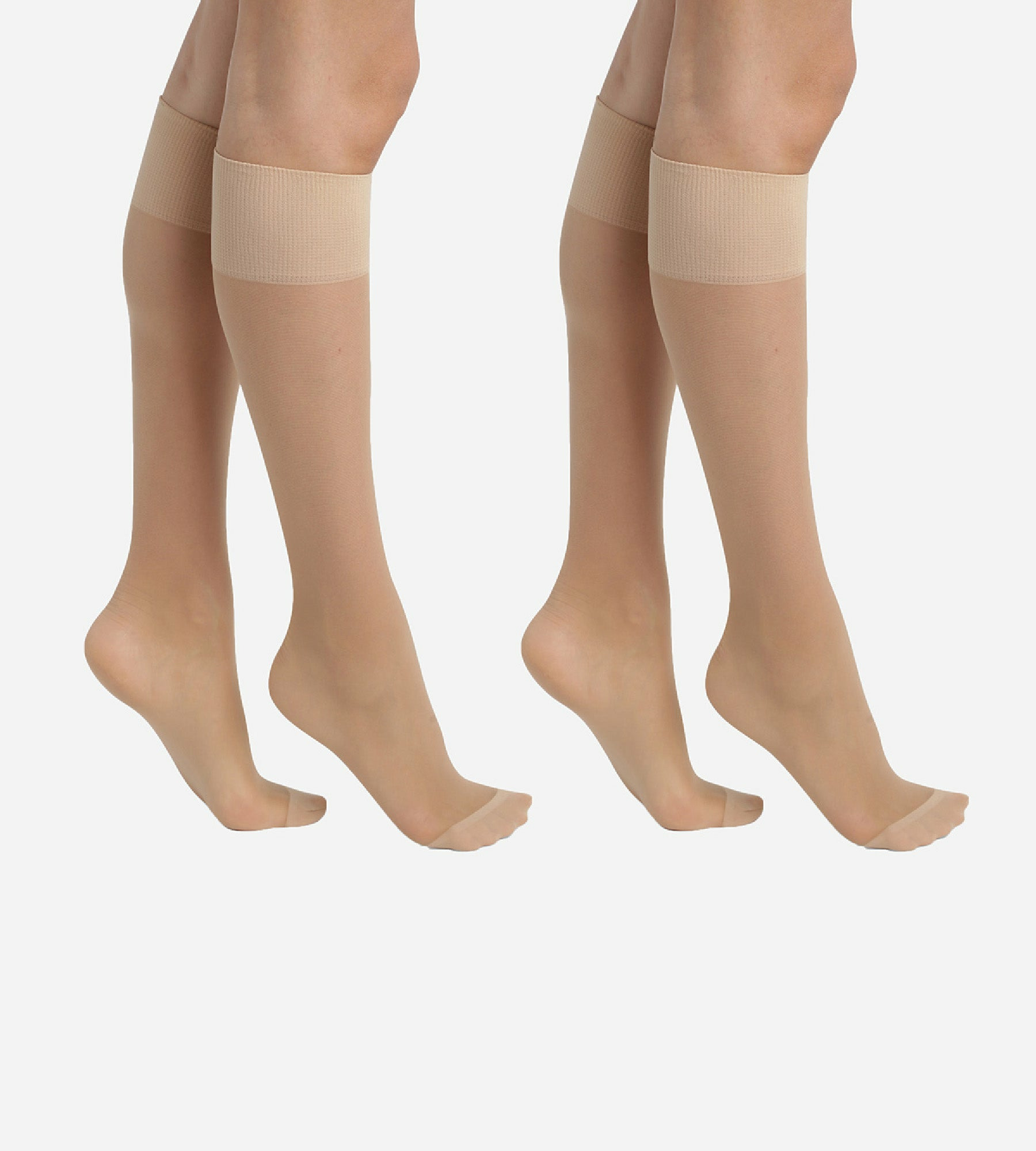 Lot de 2 paires de mi-bas en voile Lycra renforcé Beige Ultra Resist