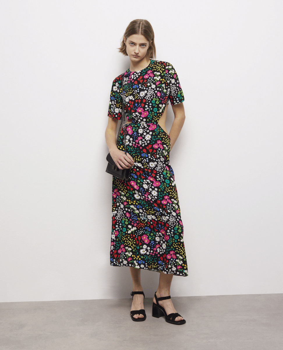 Robe Longue A Manches Courtes Dos Nu Femme