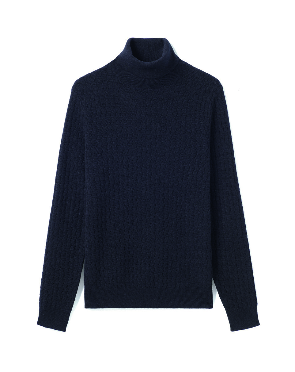 Pull col roulé jeu de chevrons - Homme - NOIR