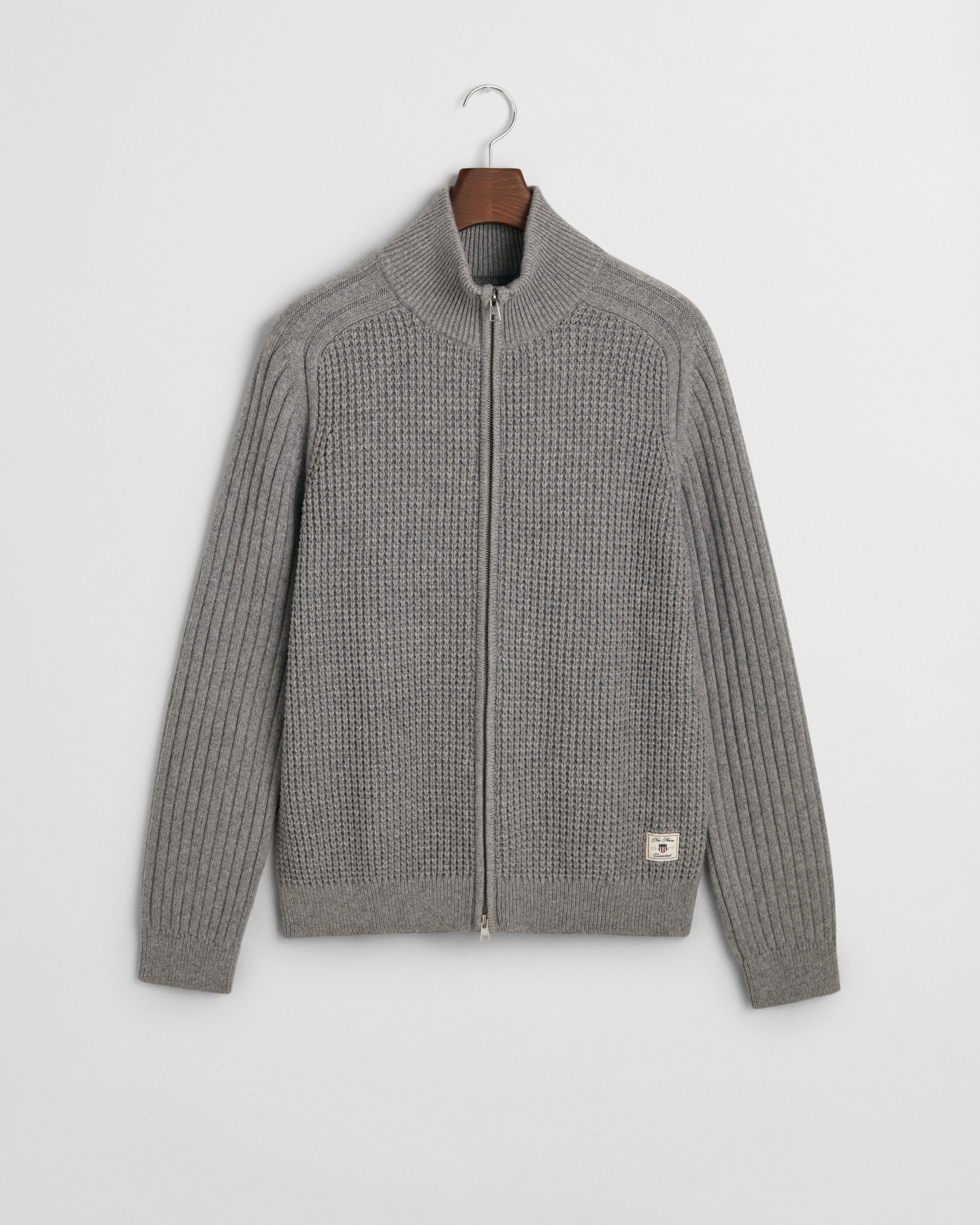 Textured Wool Blend Zip Cardigan