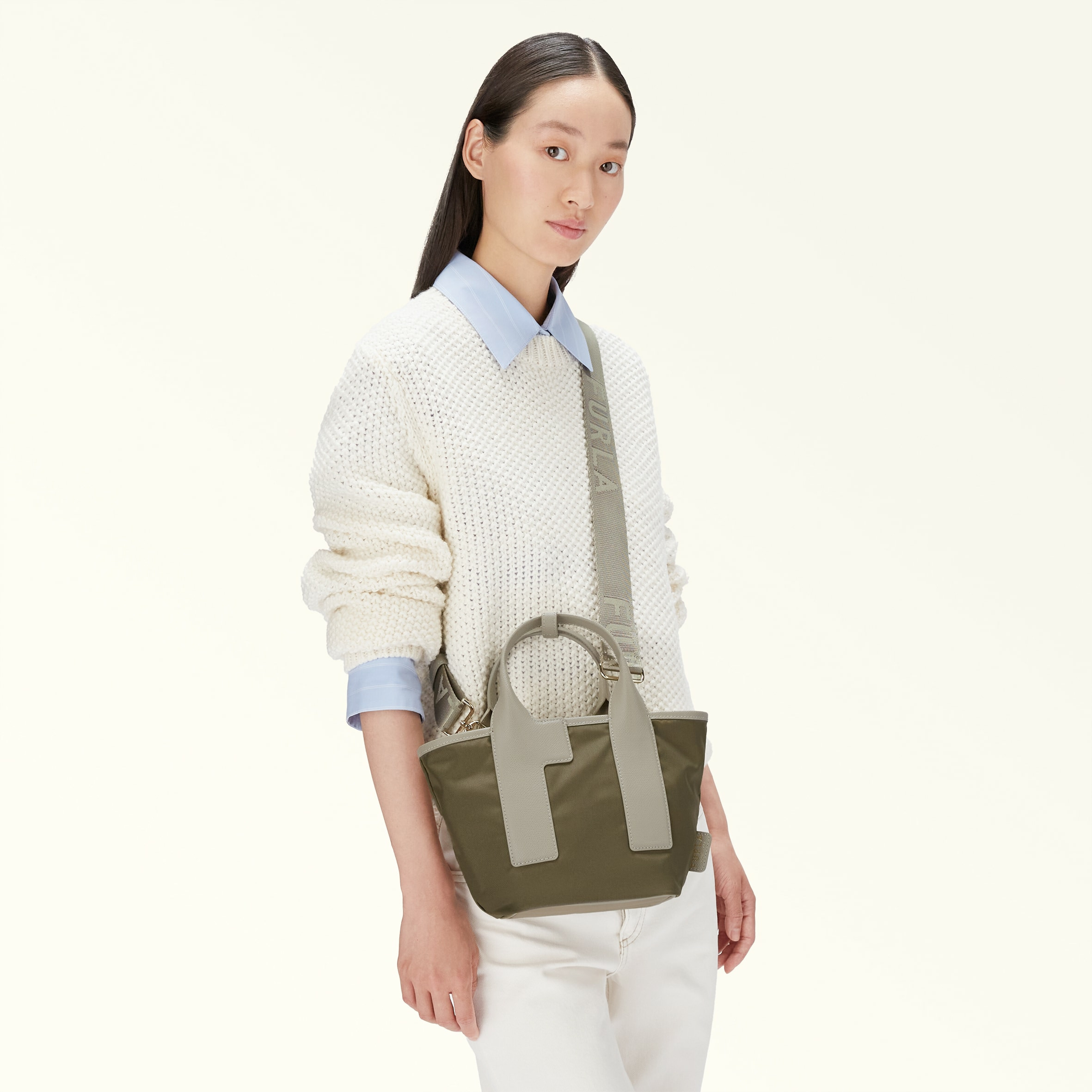 FURLA PIUMA S TOTE - TESSUTO NYLON RICICLATO COLORBLOCK+ARES