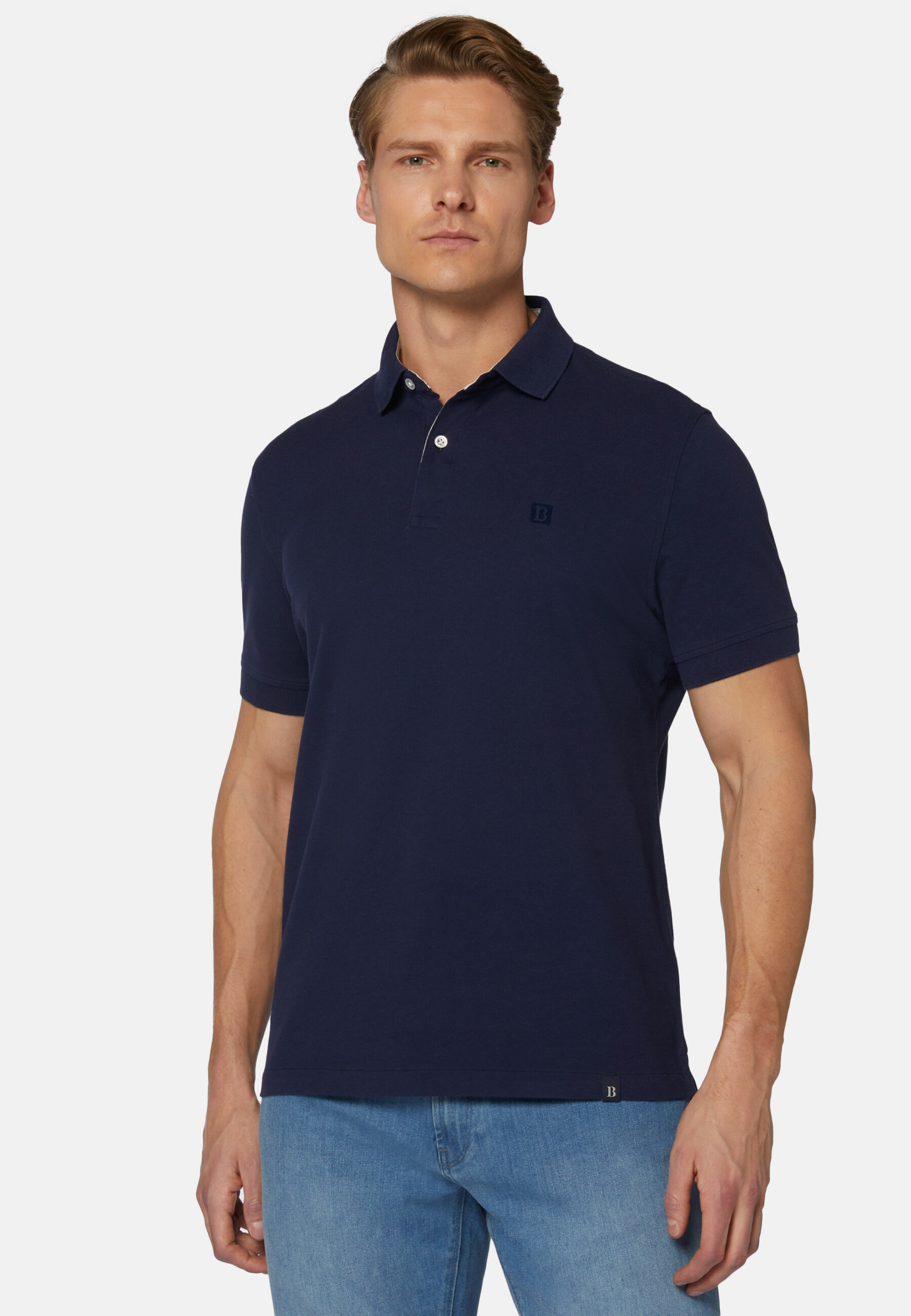 Polo En Piqué de Coton Coupe Droite