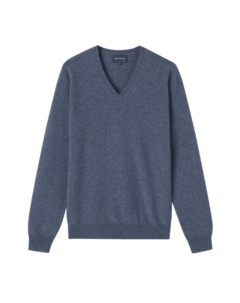 Pull V ajusté - Homme - BLEU APATITE