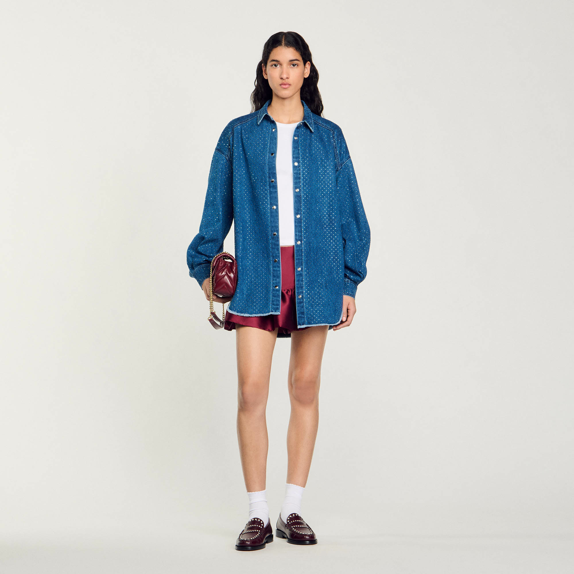 Chemise strassée en jean