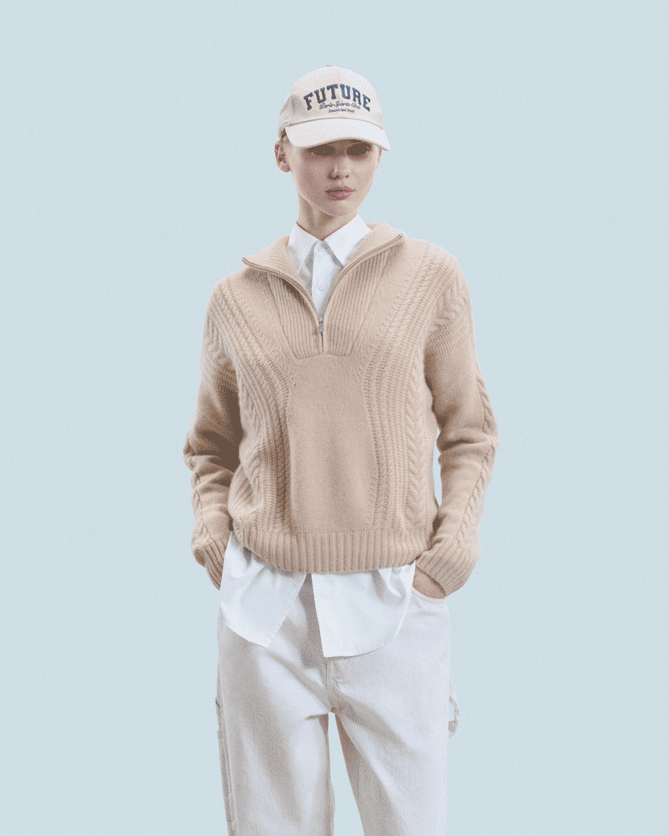 Pull Col Camionneur Torsades