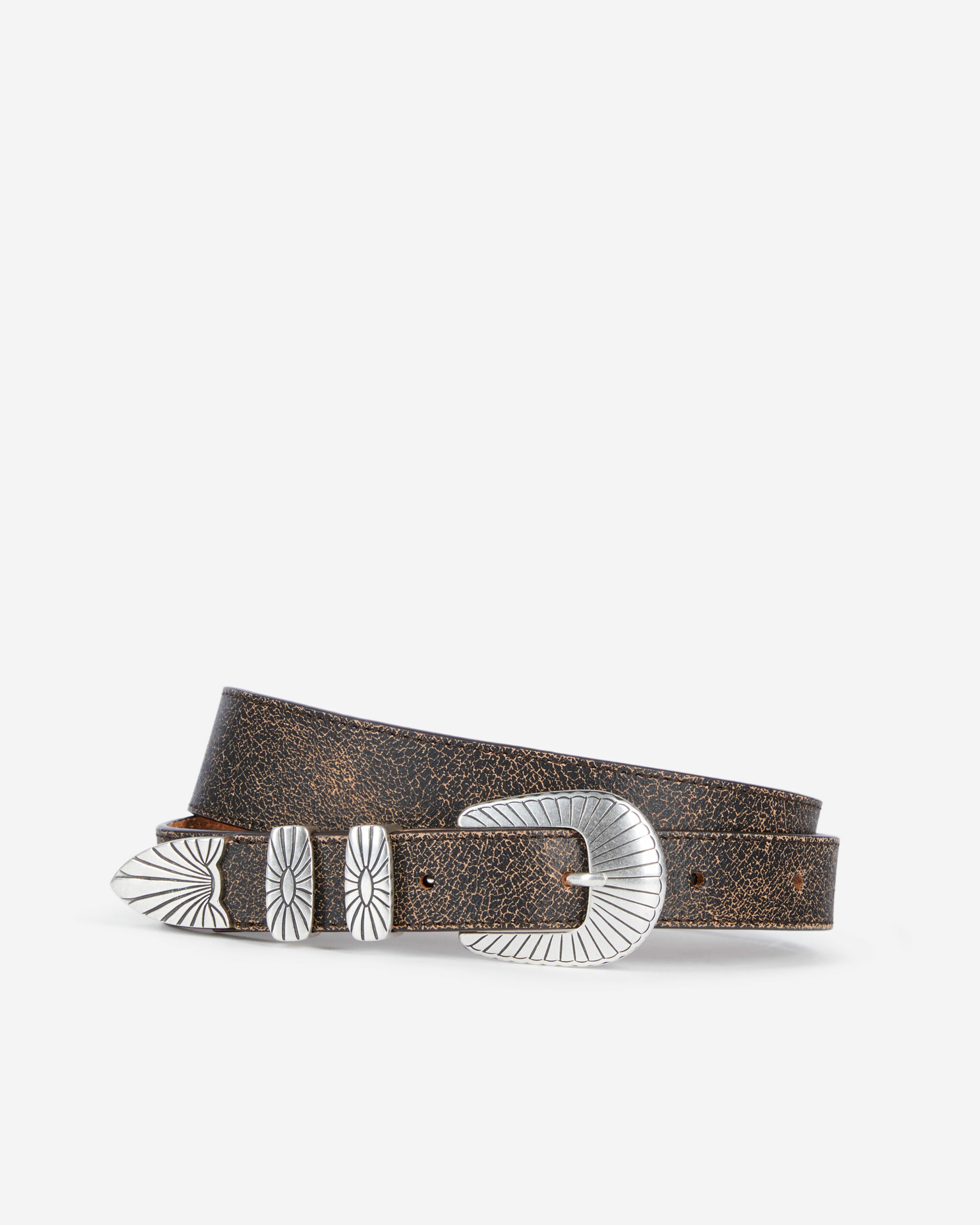 Ceinture Fine En Cuir Marron