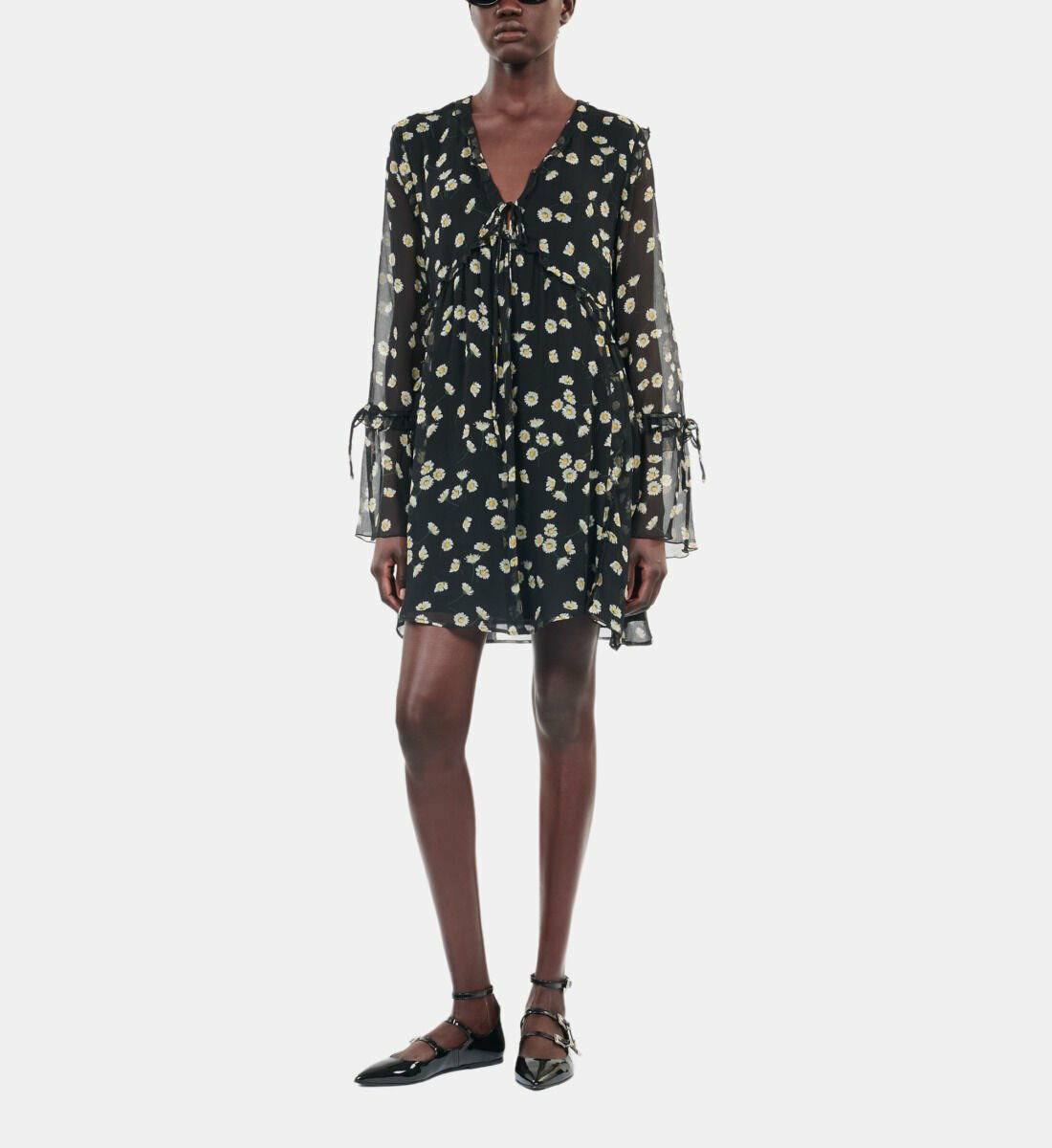 Robe Courte Avec Imprimé Fleuri En Soie Femme