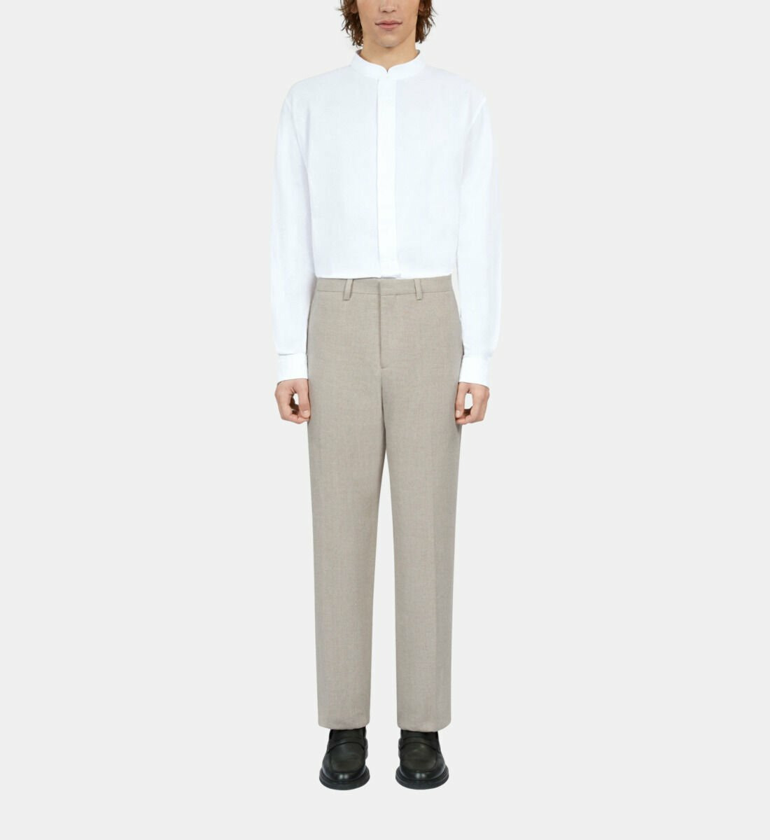 Pantalon De Costume Beige En Lin Homme