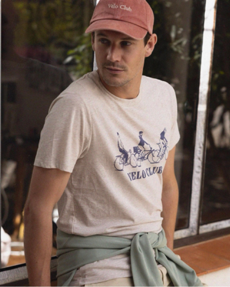 T-shirt col rond beige chiné