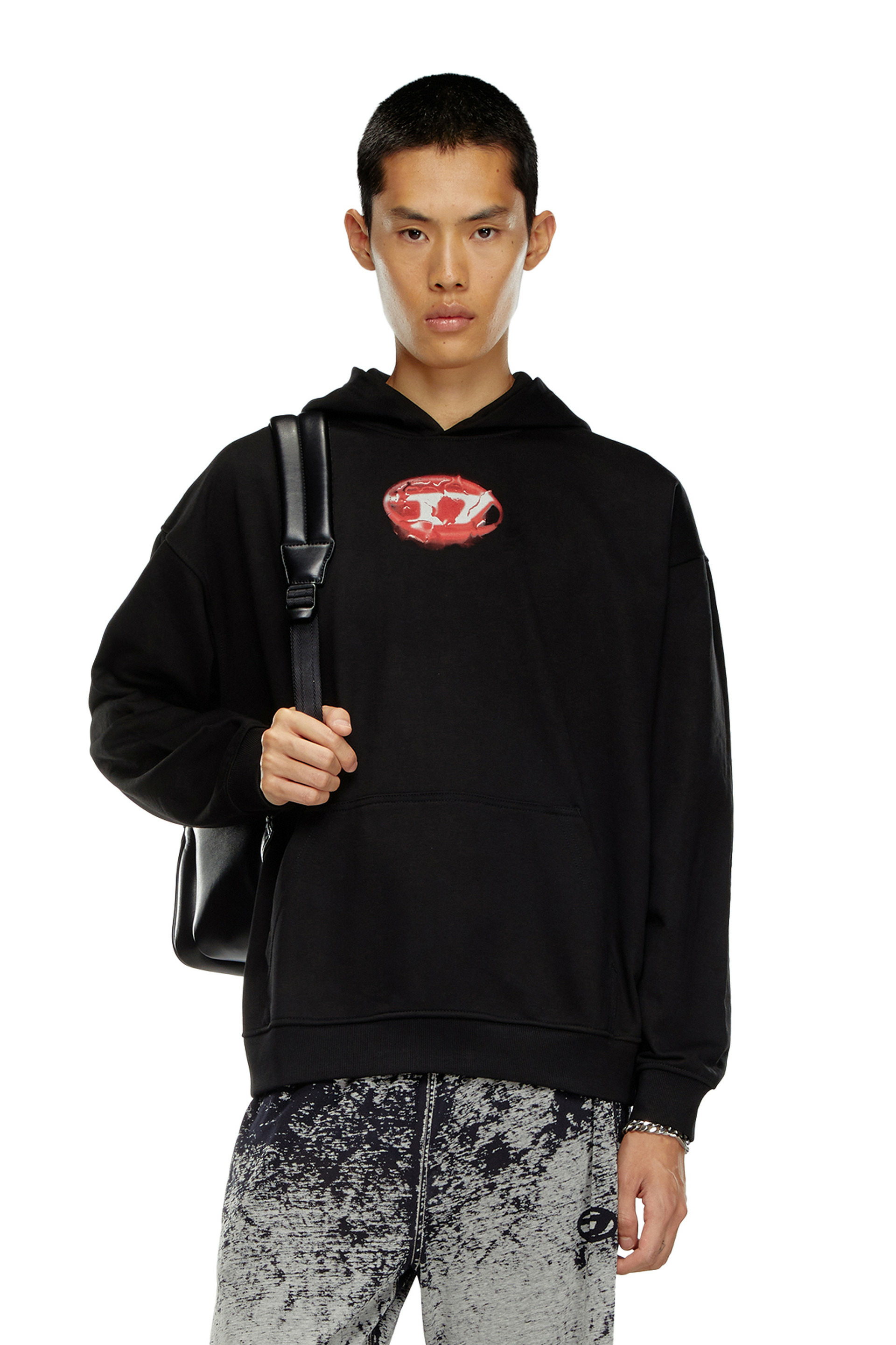 Sweat-shirt à capuche avec logo imprimé effet eau