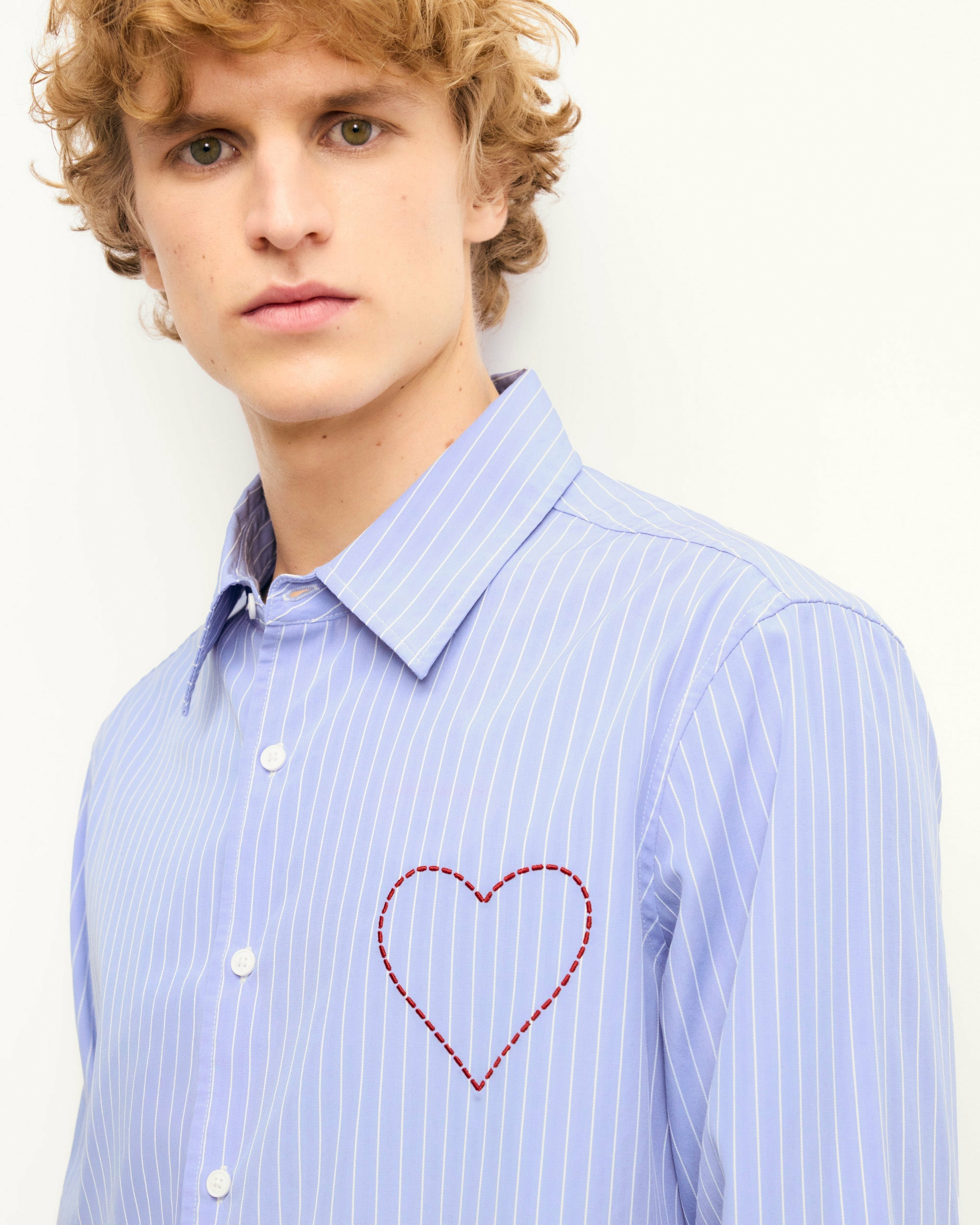 Chemise Manches Longues Cœur Brodé