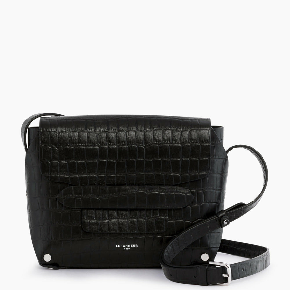Sac bandoulière Justine en cuir effet croco