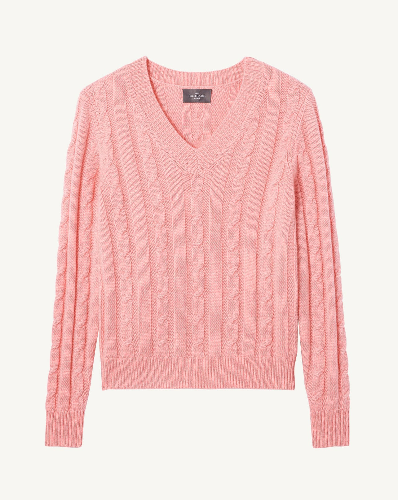 Pull col V à torsades - Femme - ROSE RETRO