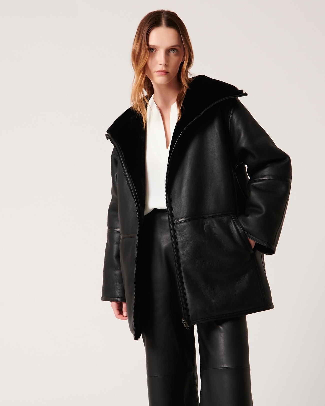 Manteau Maya Noir en cuir