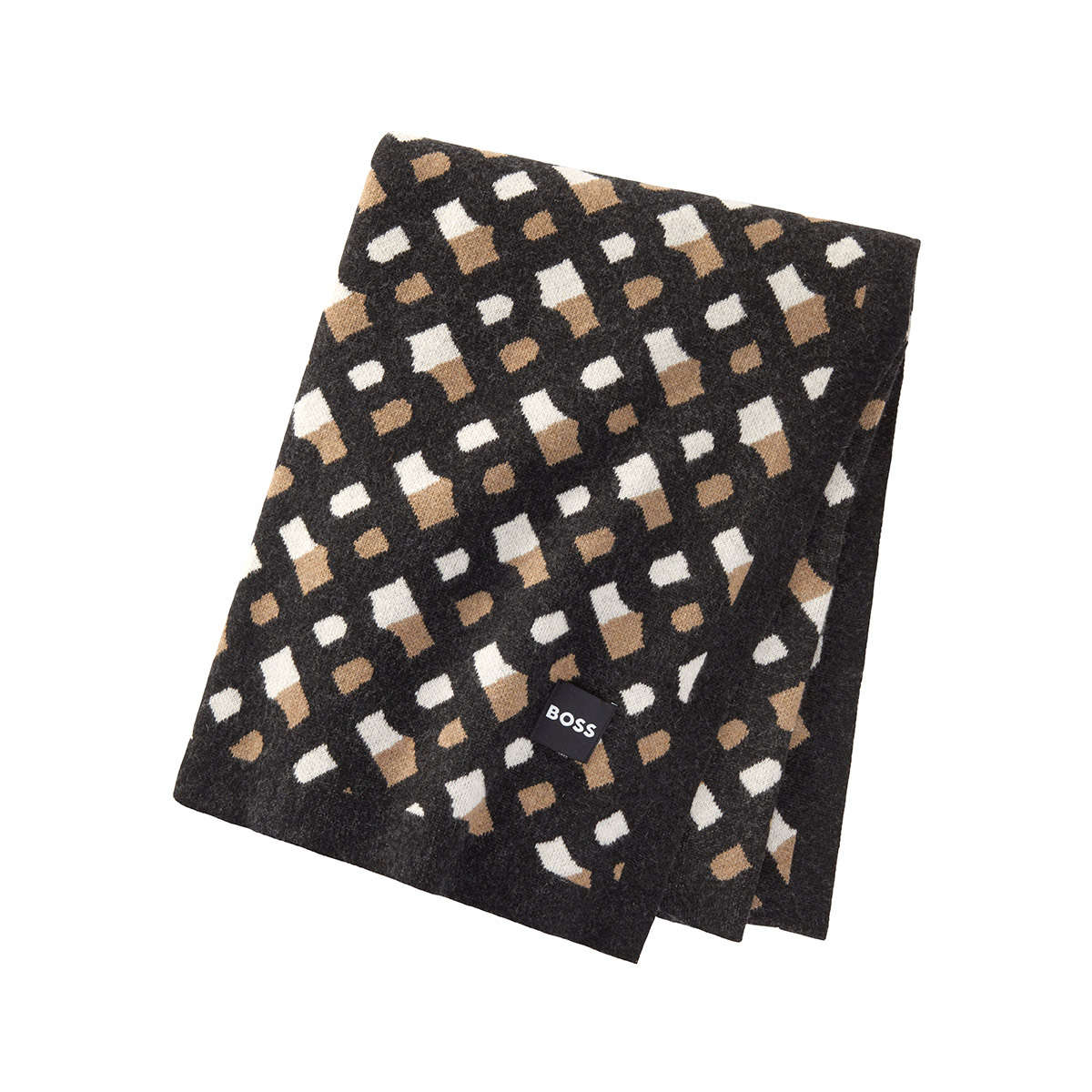 BOSS Home - Plaid en laine noir, Monogram
