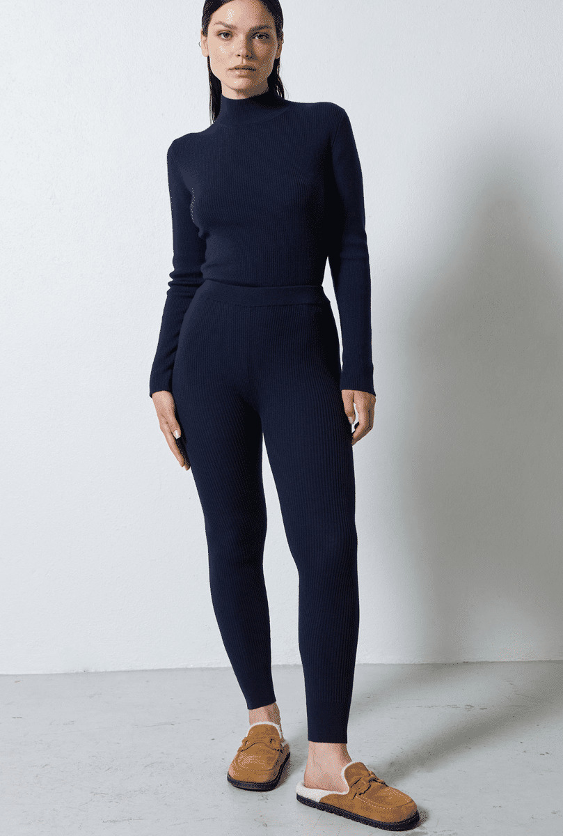 Legging en côte Gina BLEU NUIT