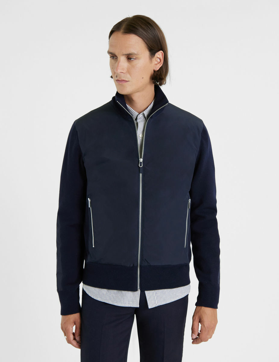 Cardigan Ernest en laine et coton marine