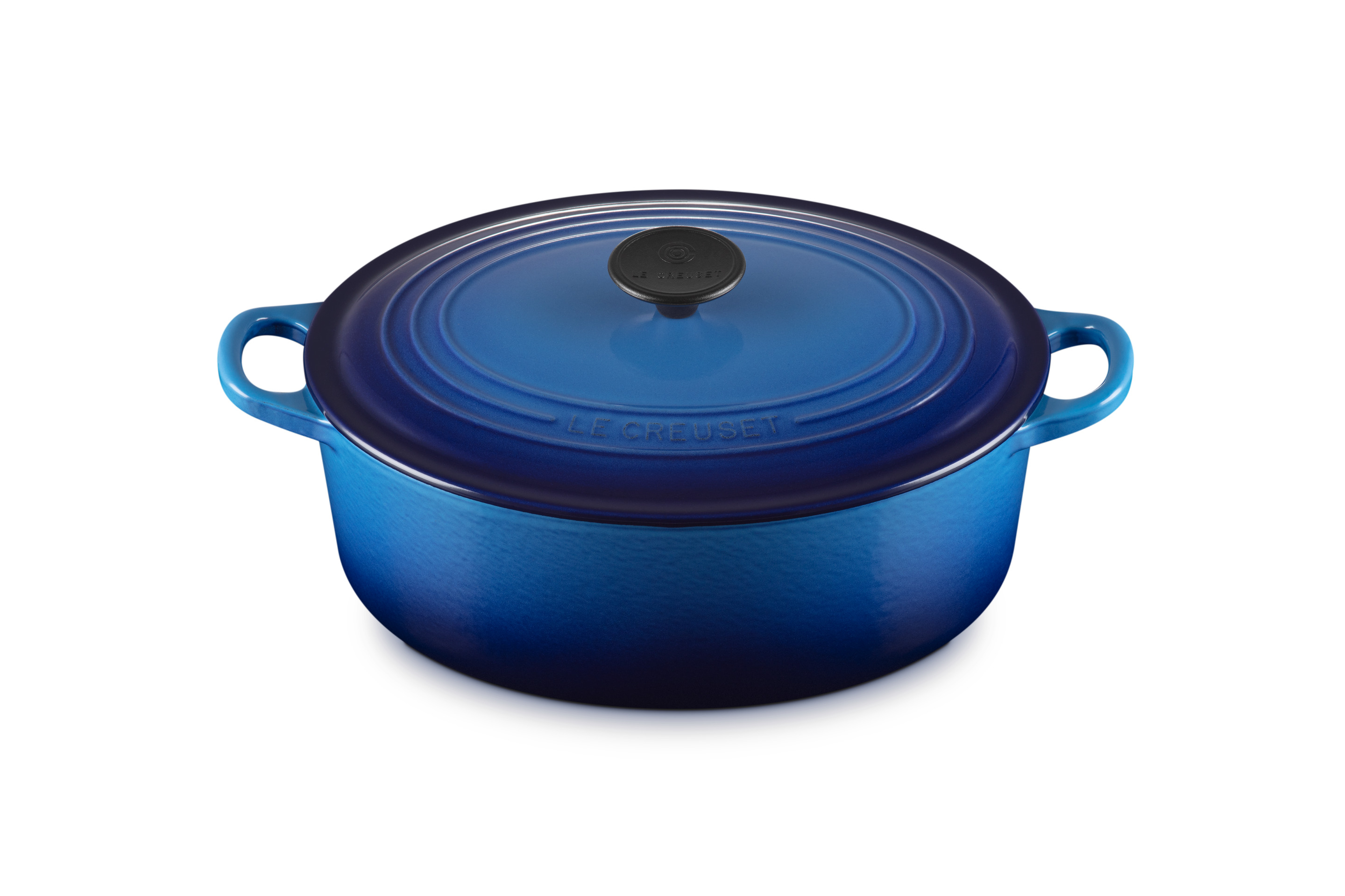 Cocotte ovale 29cm en fonte émaillée bleu azur*