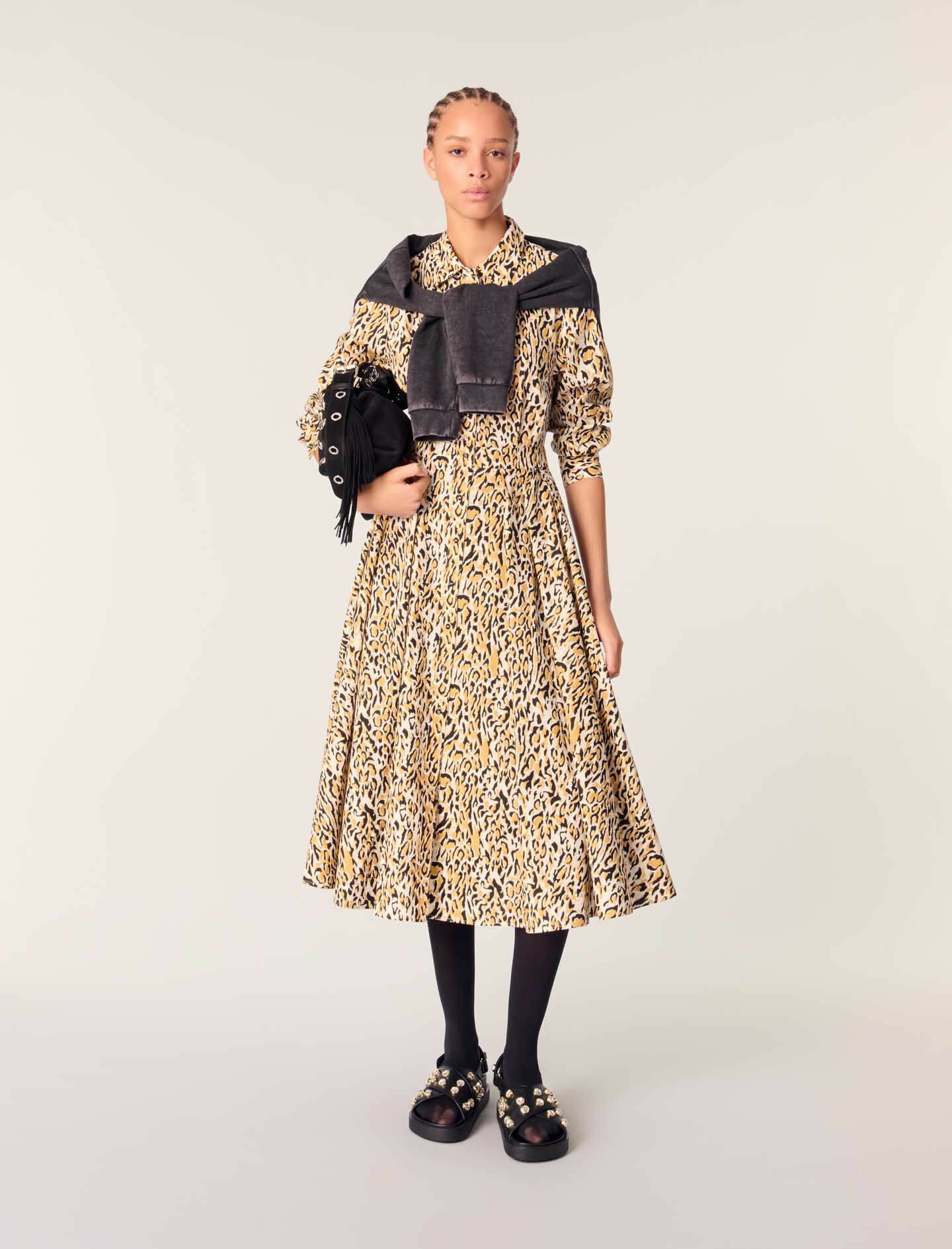 Robe midi imprimé léopard