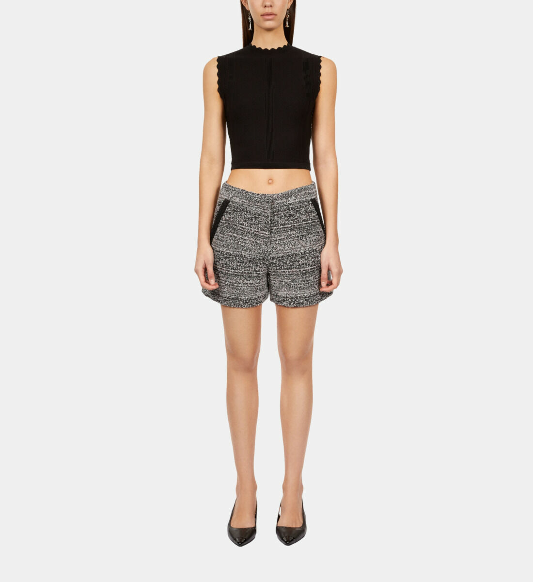Short En Tweed Detail Galon Femme