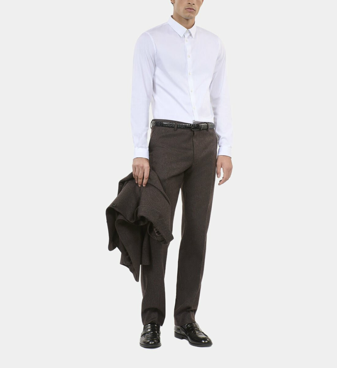 Pantalon Large À Rayures Marron Homme