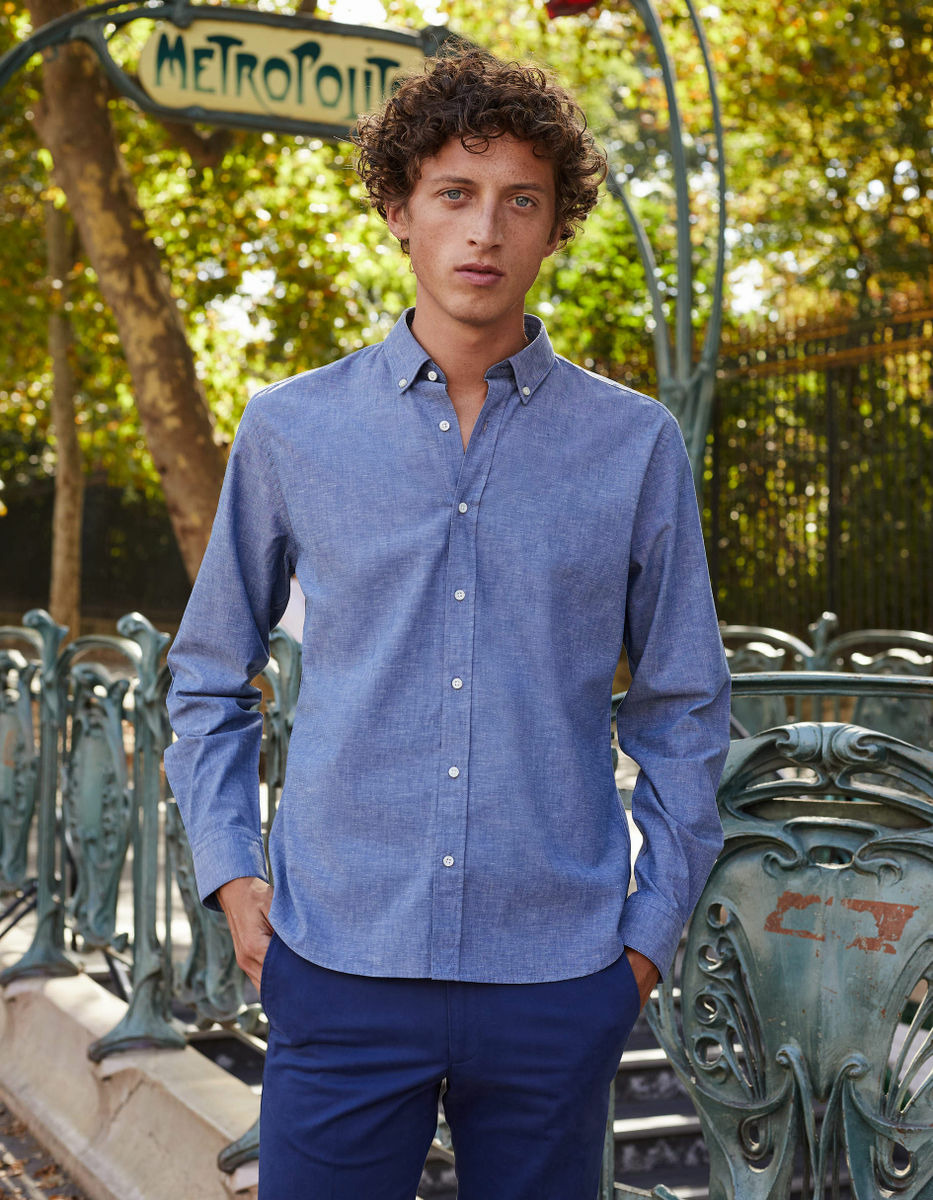 Chemise Gaston Contemporaine en coton recyclé bleu