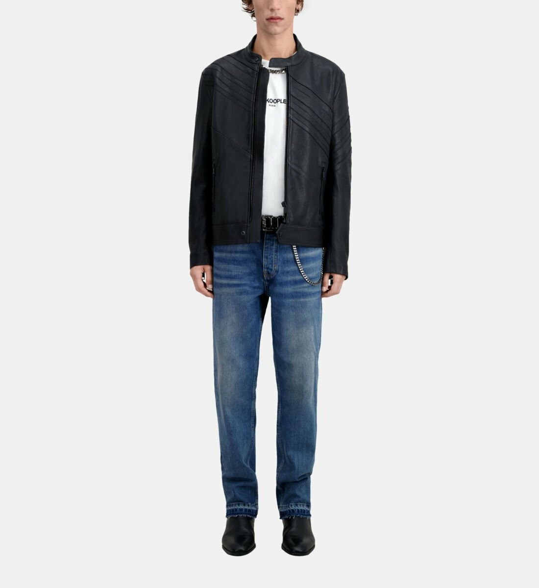 Blouson Cuir Biker Avec Decoupe Homme