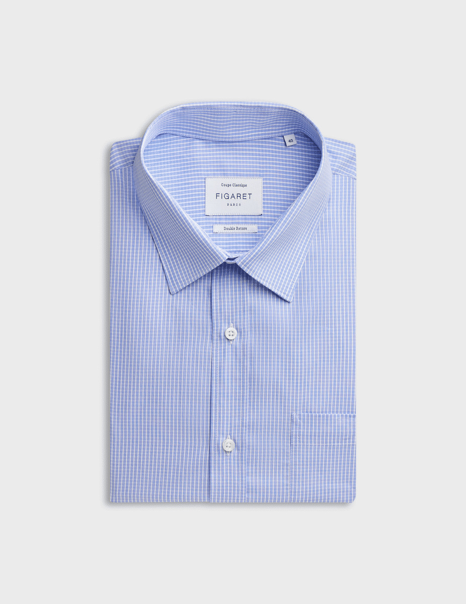 Chemise classique à carreaux bleus